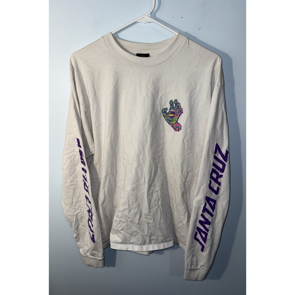 SANTA CRUZ Vintage Screaming Hand Long Sleeve T Shirt Skateboarding Y2K Size L